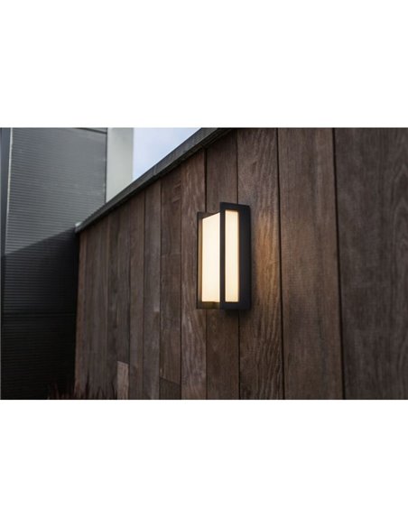 Aplique exterior LED QUBO rectangular antracita 3000K/4000K con y sin sensor de movimiento