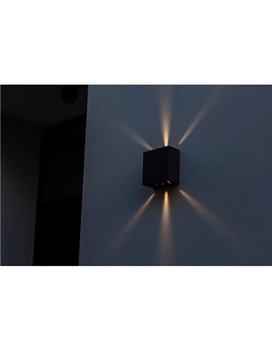 GEMINI BEAMS Aplique LED para exterior quadrado para cima e para baixo com luz ajustável 3000K/4000K preto/antracite/branco