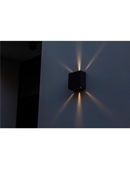 GEMINI BEAMS Aplique LED para exterior quadrado para cima e para baixo com luz ajustável 3000K/4000K preto/antracite/branco