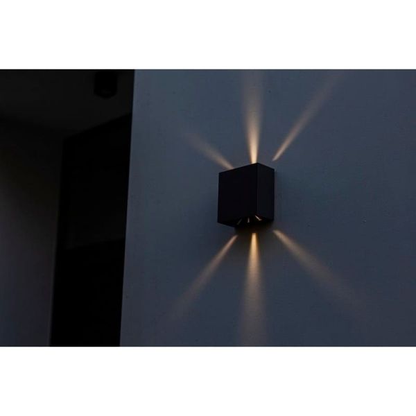 GEMINI BEAMS Aplique LED para exterior quadrado para cima e para baixo com luz ajustável 3000K/4000K preto/antracite/branco
