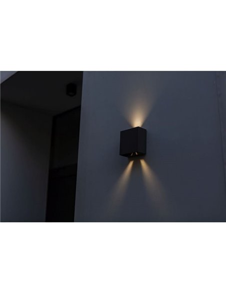 GEMINI BEAMS Aplique LED para exterior quadrado para cima e para baixo com luz ajustável 3000K/4000K preto/antracite/branco