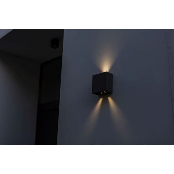 GEMINI BEAMS Aplique LED para exterior quadrado para cima e para baixo com luz ajustável 3000K/4000K preto/antracite/branco