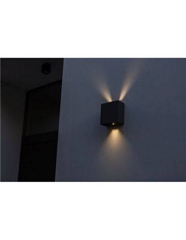 GEMINI BEAMS Aplique LED para exterior quadrado para cima e para baixo com luz ajustável 3000K/4000K preto/antracite/branco