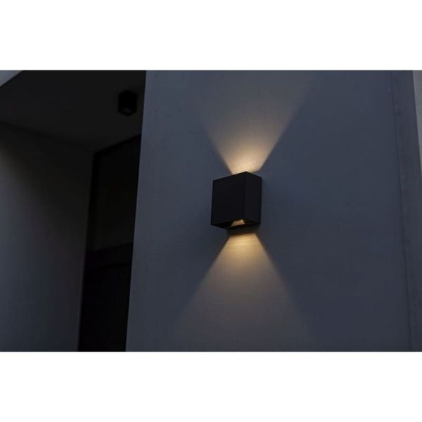 GEMINI BEAMS Aplique LED para exterior quadrado para cima e para baixo com luz ajustável 3000K/4000K preto/antracite/branco