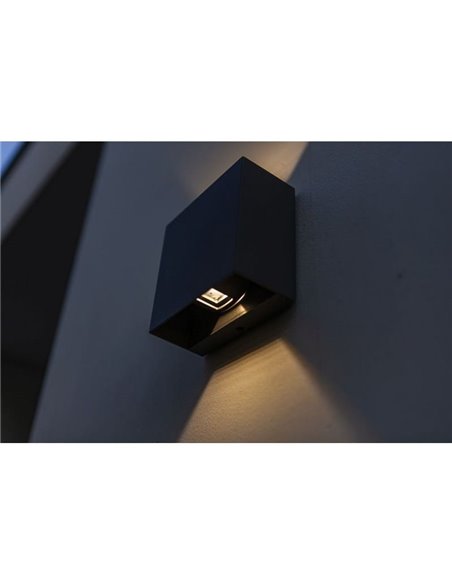 GEMINI BEAMS Aplique LED para exterior quadrado para cima e para baixo com luz ajustável 3000K/4000K preto/antracite/branco