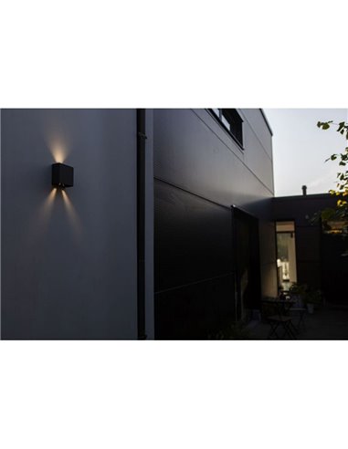 GEMINI BEAMS Aplique LED para exterior quadrado para cima e para baixo com luz ajustável 3000K/4000K preto/antracite/branco