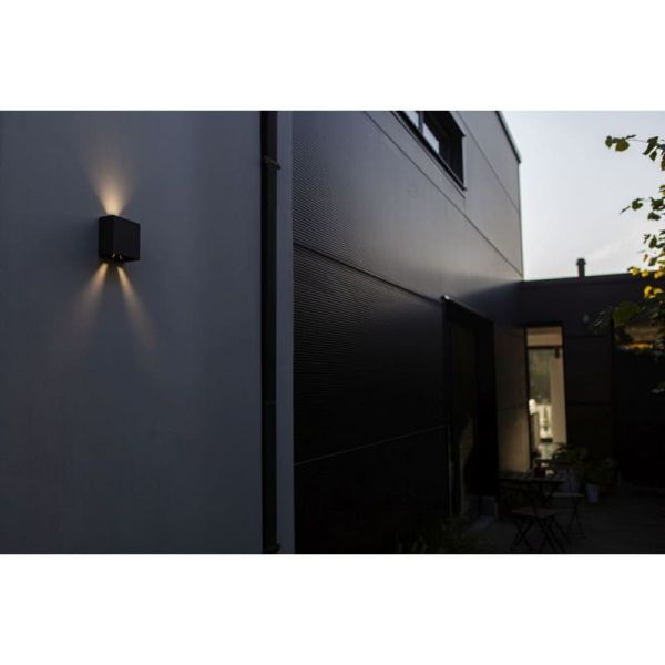 GEMINI BEAMS Aplique LED para exterior quadrado para cima e para baixo com luz ajustável 3000K/4000K preto/antracite/branco