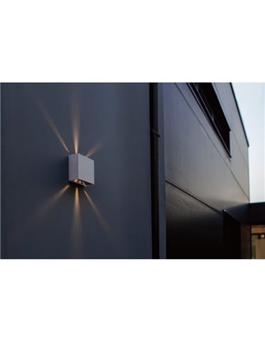 GEMINI BEAMS Aplique LED para exterior quadrado para cima e para baixo com luz ajustável 3000K/4000K preto/antracite/branco