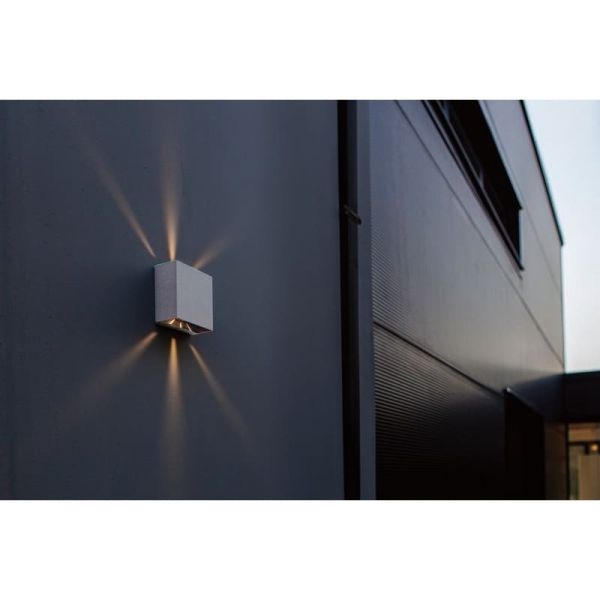 GEMINI BEAMS Applique d'extérieur LED carrée haut et bas avec lumière orientable 3000K/4000K noir/anthracite/blanc