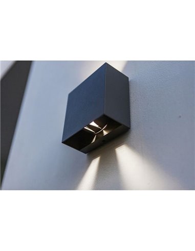 GEMINI BEAMS Aplique LED para exterior quadrado para cima e para baixo com luz ajustável 3000K/4000K preto/antracite/branco