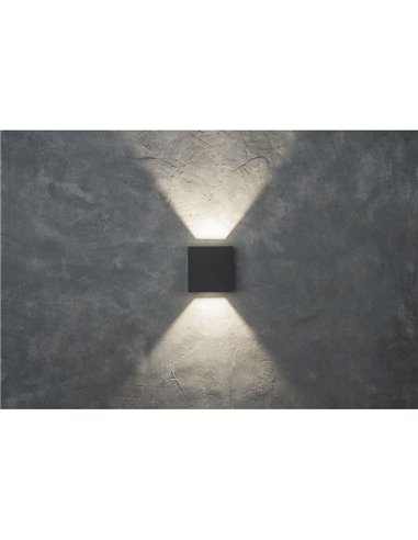 GEMINI BEAMS Aplique LED para exterior quadrado para cima e para baixo com luz ajustável 3000K/4000K preto/antracite/branco
