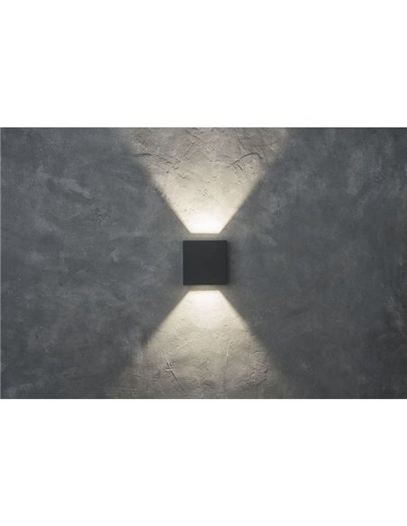 GEMINI BEAMS Aplique LED para exterior quadrado para cima e para baixo com luz ajustável 3000K/4000K preto/antracite/branco
