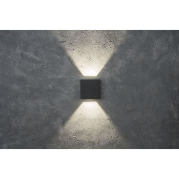GEMINI BEAMS Applique d'extérieur LED carrée haut et bas avec lumière orientable 3000K/4000K noir/anthracite/blanc