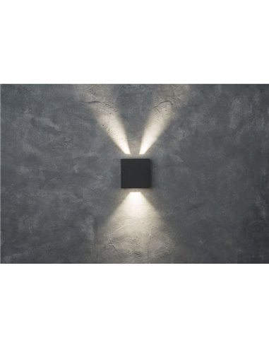 GEMINI BEAMS Aplique LED para exterior quadrado para cima e para baixo com luz ajustável 3000K/4000K preto/antracite/branco