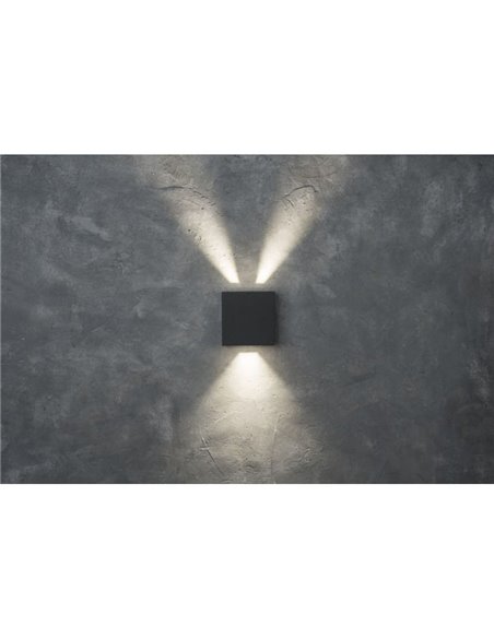 GEMINI BEAMS Aplique LED para exterior quadrado para cima e para baixo com luz ajustável 3000K/4000K preto/antracite/branco