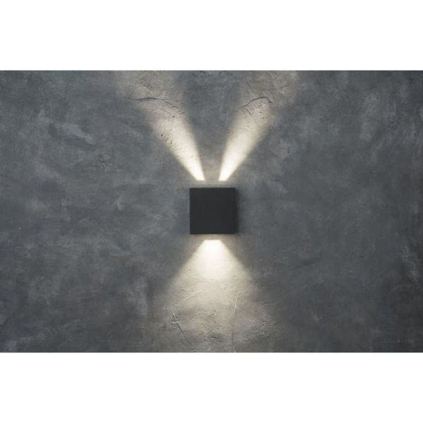 GEMINI BEAMS Applique d'extérieur LED carrée haut et bas avec lumière orientable 3000K/4000K noir/anthracite/blanc
