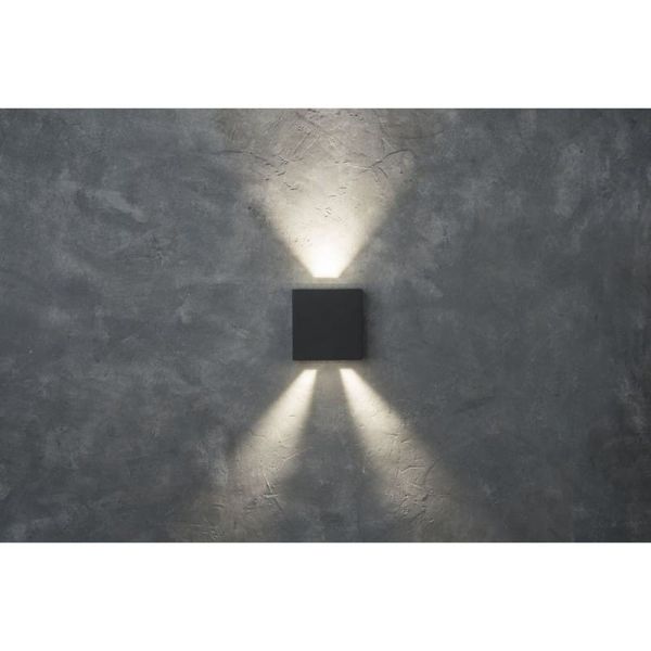 GEMINI BEAMS Applique d'extérieur LED carrée haut et bas avec lumière orientable 3000K/4000K noir/anthracite/blanc