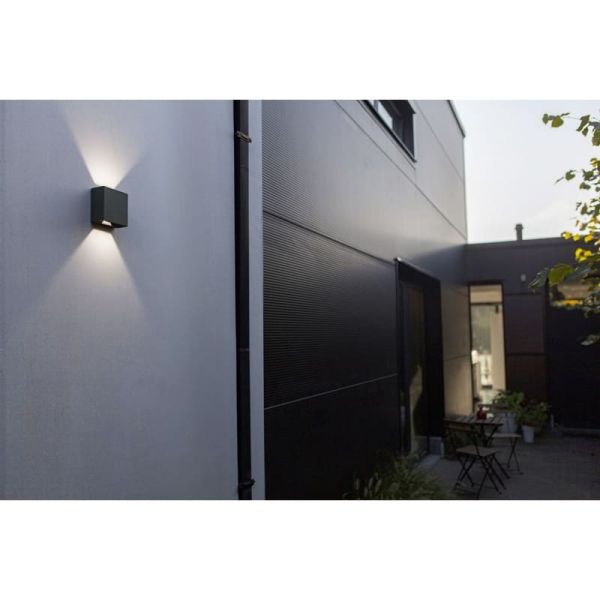 GEMINI BEAMS Aplique LED para exterior quadrado para cima e para baixo com luz ajustável 3000K/4000K preto/antracite/branco
