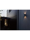 GEMINI BEAMS aplique redondo LED para exterior para cima e para baixo com luz ajustável 3000K preto