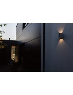 GEMINI BEAMS aplique redondo LED para exterior para cima e para baixo com luz ajustável 3000K preto 2