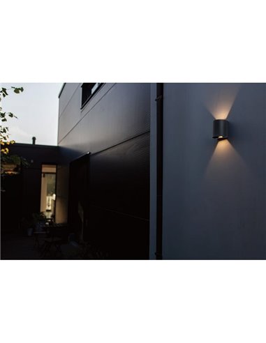 GEMINI BEAMS aplique redondo LED para exterior para cima e para baixo com luz ajustável 3000K preto