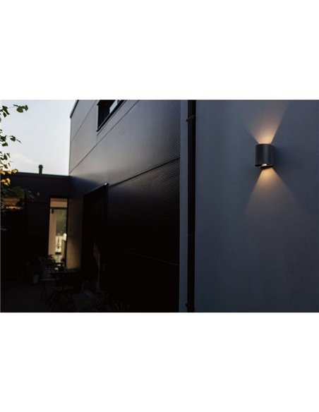 GEMINI BEAMS applique murale extérieure LED ronde haut et bas avec lumière orientable 3000K noire