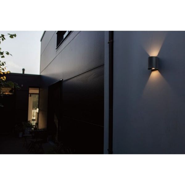 Aplique exterior LED GEMINI BEAMS redondo arriba y abajo con luz ajustable 3000K negro