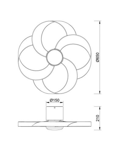 Ventilador LED 24W con aspas toroidales ROSE 22W Blanco 2700K-5000K, 2000 Lm