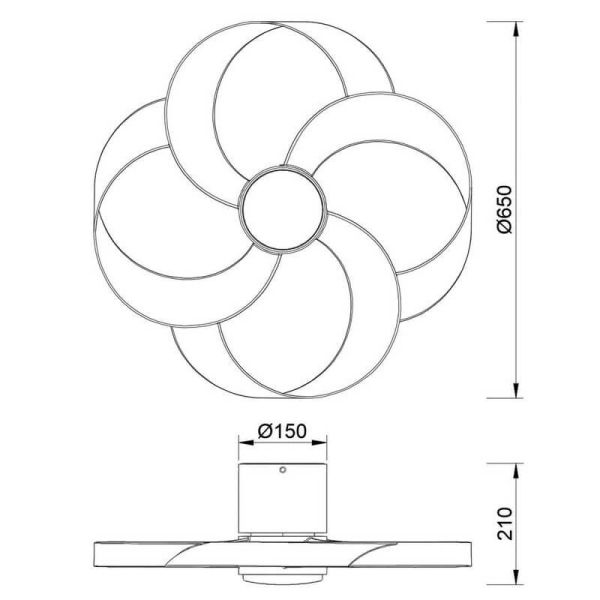 Ventilador LED 24W con aspas toroidales ROSE 22W Madera+Blanco 2700K-5000K, 2000 Lm