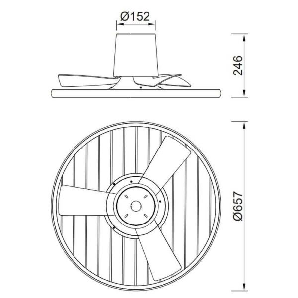 Plafon LED 45W Ventilador 30W SOHO Branco+Madeira 2700K-5000K, 3150 Lm