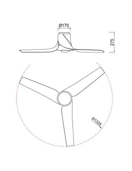 Ventilateur de plafond LED 30W USHUAIA 35W Blanc 2700K-5000K, 2400 Lm