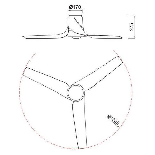 Ventilador de teto LED 30W USHUAIA 35W Branco 2700K-5000K, 2400 Lm
