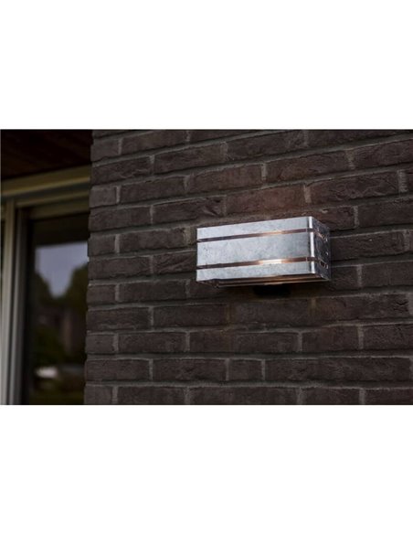 Aplique de pared cuadrado resistente a climas extremos VIDAR 25W E27 galvanizada