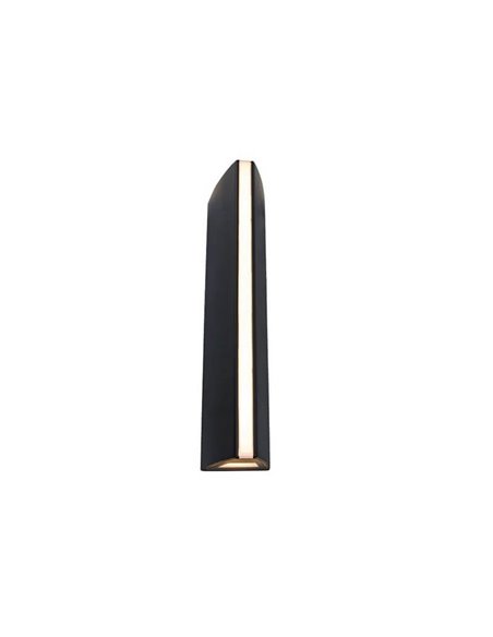 Aplique pared exterior LEO negro luz arriba y abajo +tira led en el frente 14,5W 3000K