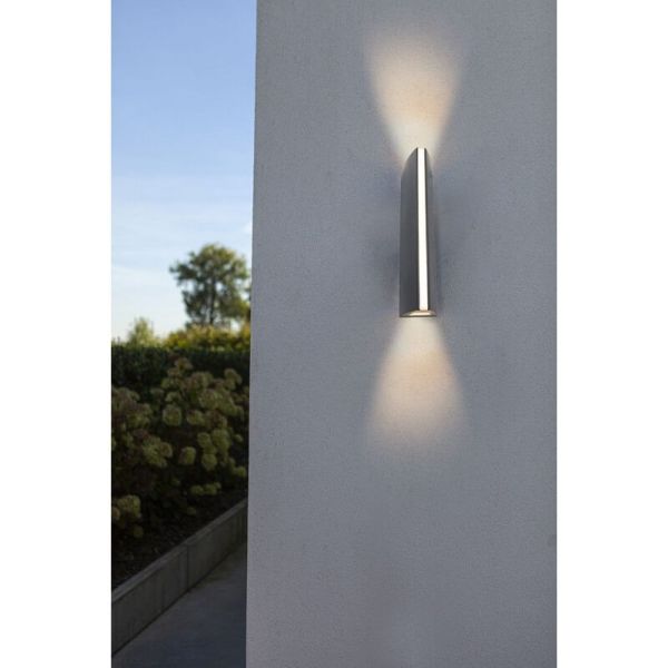 Aplique de parede exterior LEO luz preta para cima e para baixo + faixa LED na frente 14,5W 3000K