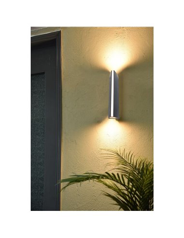 Aplique pared exterior LEO negro luz arriba y abajo +tira led en el frente 14,5W 3000K