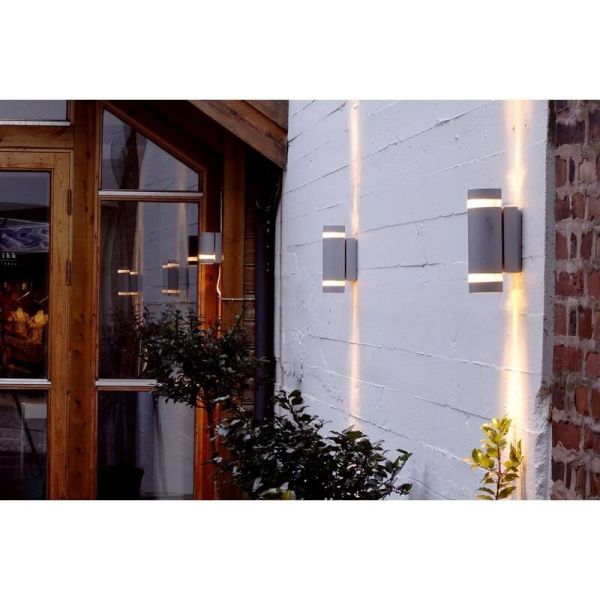 Aplique exterior FOCUS com luz GU10 ascendente e descendente 138º aço inoxidável/antracite