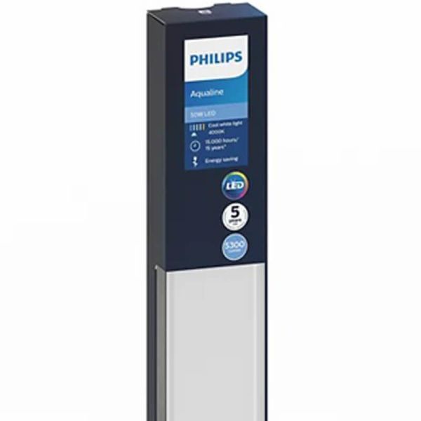 Plafon decorativo retangular IP65 muito potente 120Cm branco LED 5.300Lm IP65 50W Aqualine Philips | LeonLeds