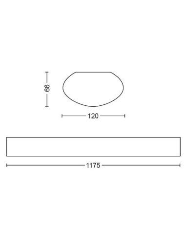 Medidas Plafón rectungular IP65 decorativa muy potente LED de 120Cm blanca 5.300Lm IP65 50W Aqualine Philips | LeonLeds