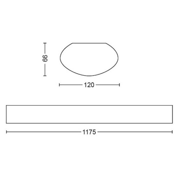 Medidas Plafon decorativo retangular IP65 muito potente 120Cm branco LED 5.300Lm IP65 50W Aqualine Philips | LeonLeds