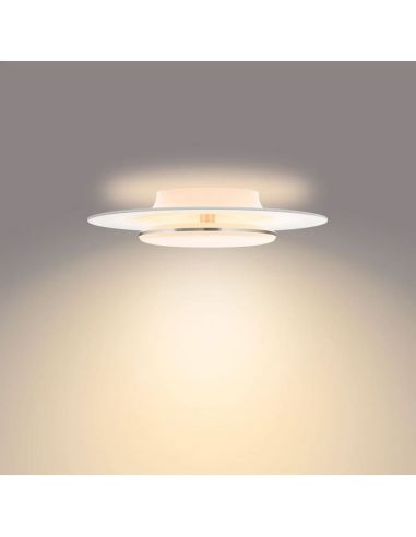 Plafon LED redondo GARNET Ø40cm detalhe níquel 30W| LeonLeds