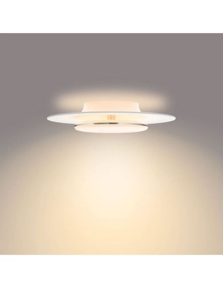 Plafón LED redondo de techo GARNET Ø40cm detalle níquel 30W| LeonLeds