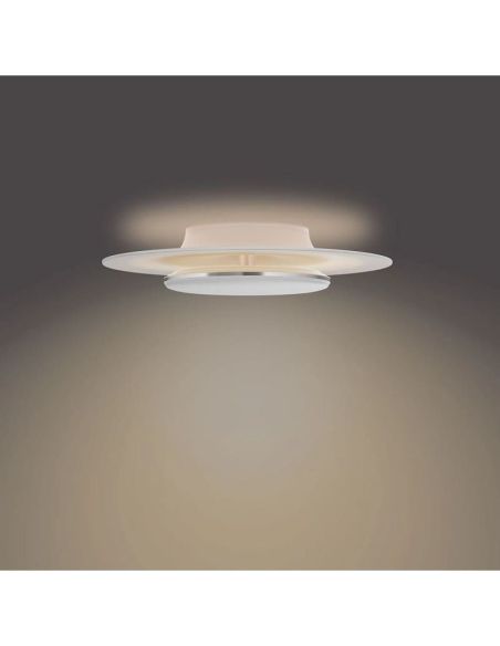 Plafon LED redondo GARNET Ø40cm detalhe níquel 30W| LeonLeds