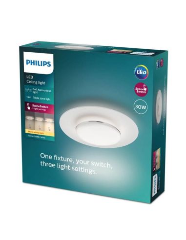 Plafonnier LED rond GARNET Ø40cm détail nickel 30W| LéonLeds