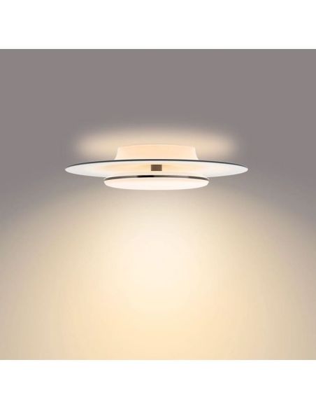 Plafón techo redondo LED GARNET detalle negro Ø40cm 2700K | LeonLeds