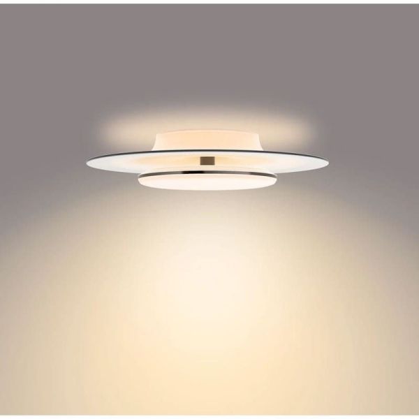 Plafón techo redondo LED GARNET detalle negro Ø40cm 2700K | LeonLeds