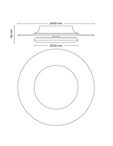 Plafonnier LED rond GARNET détail noir Ø40cm 2700K | LéonLeds