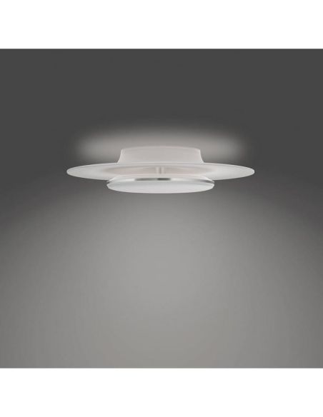 Candeeiro de teto redondo LED GARNET detalhe níquel Ø40cm | LeonLeds