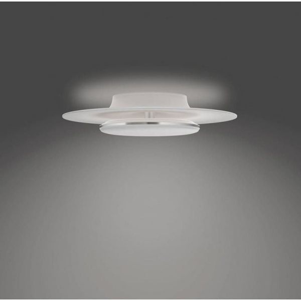 Plafón de techo LED redondo GARNET detalle níquel Ø40cm | LeonLeds