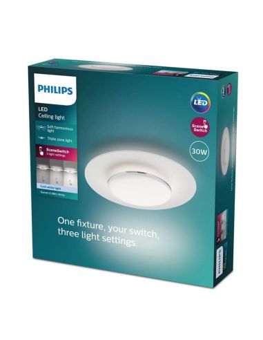 Plafonnier LED rond GARNET détail nickel Ø40cm | LéonLeds